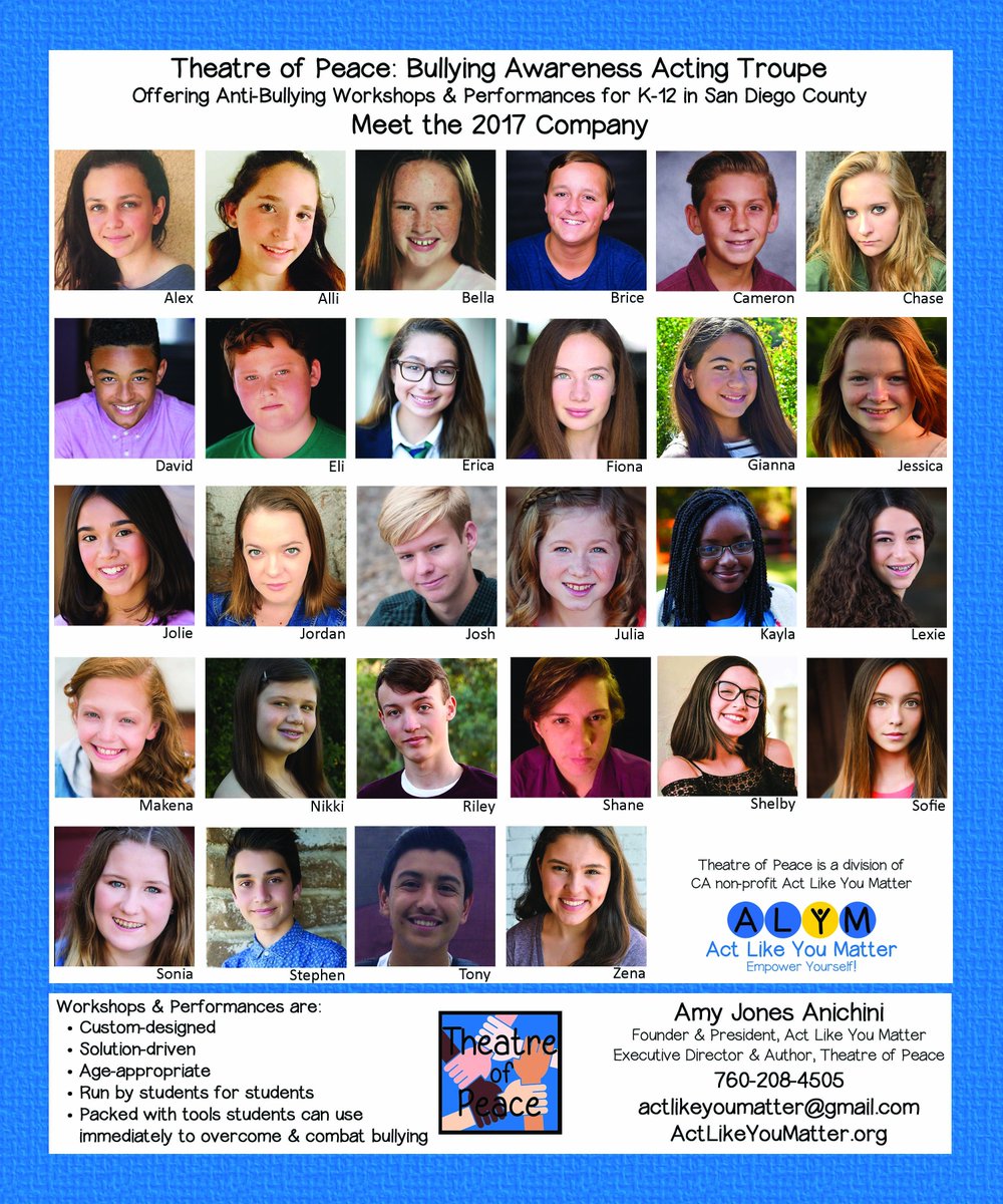 actlikeumatter's tweet photo. #TheatreOfPeace expands to serve more schools! Solution-driven, student-led #antibullying workshops #kidshelpingkids https://t.co/imFMMDAZSA https://t.co/q0sqaTF3W0
