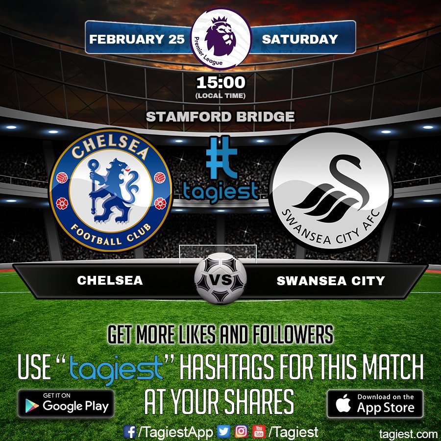 Tagiest's tweet photo. Match Day | Premier League #Chelsea #SwanseaCity #ChelseaVsSwanseaCity #Tagiest #TagiestApp #TagiestFutbol #TagiestSoccer #PremierLeague https://t.co/MdJHYiRYxv