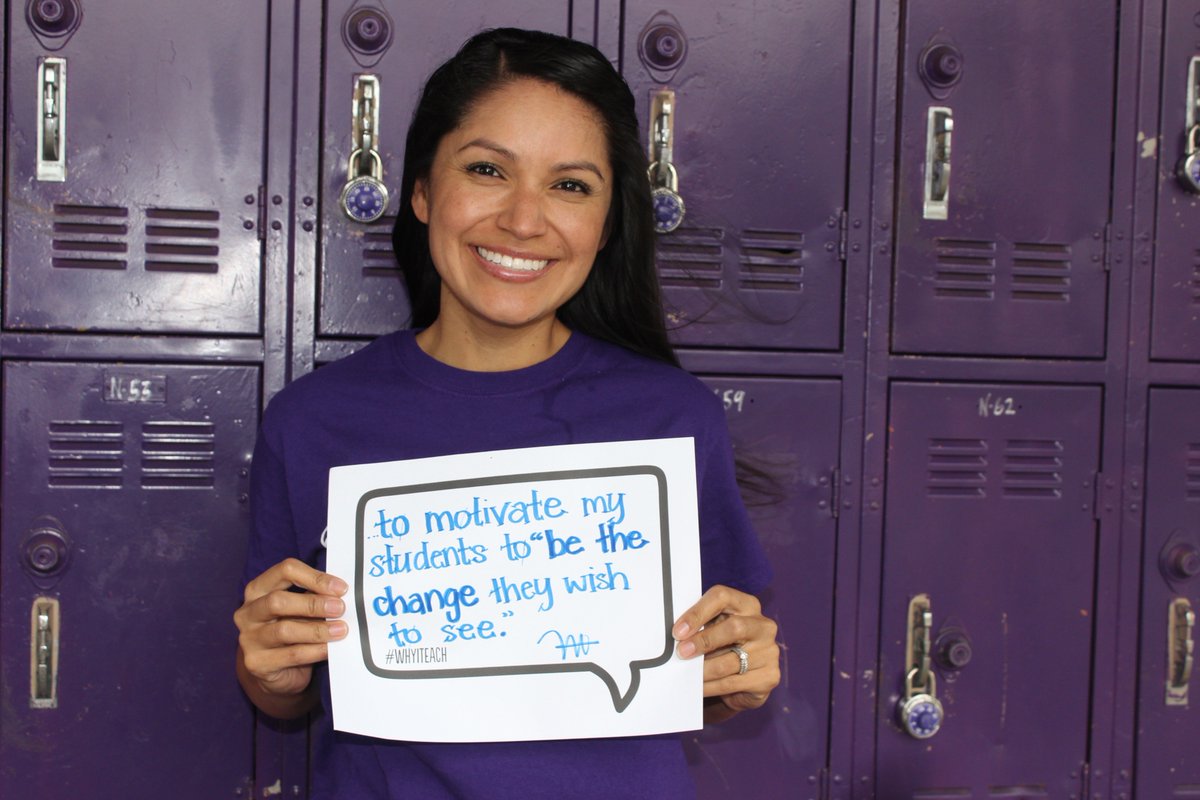 GGUSD's tweet photo. I teach "to motivate my students to be the change they wish to see." We love our Santiago High School teachers! #GGUSDPRIDE #WhyITeach https://t.co/M2V0RQJnrs