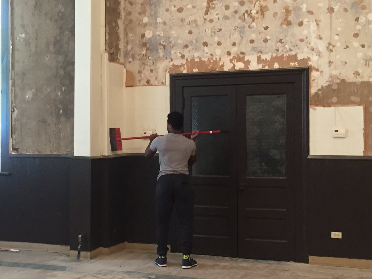 Miners_FB's tweet photo. Team @adamECHELE completed their community service project at @First_UMC_Rolla church helping with some construction. https://t.co/nFJ1BUtWKo