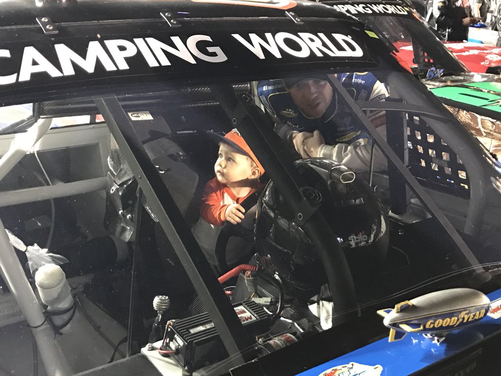 XfinityRacing's tweet photo. .@ReganSmith’s son Rhett is giving some drafting tips for #NCWTS tonight. #KidsDriveNASCAR https://t.co/dgIZWRmaNS