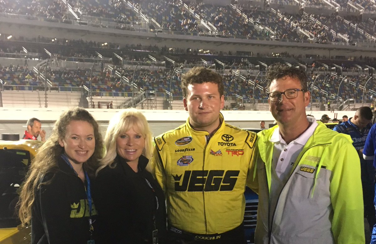 TeamJEGS's tweet image. Before the race began, the Coughlin family posed for a photo to celebrate the start of a new season of racing.