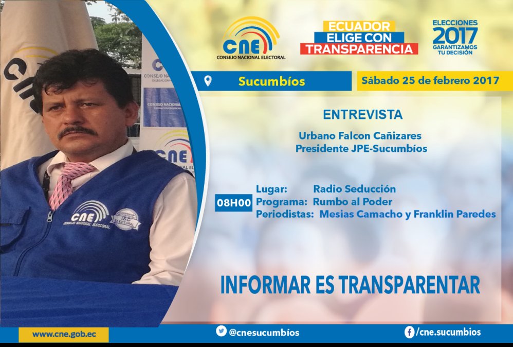 cnesucumbios's tweet image. Infórmate desde la fuente oficial. Mañana Urbano Falcon sobre temas electorales en @Radio_Seduccion #CNETrabajoYCompromiso