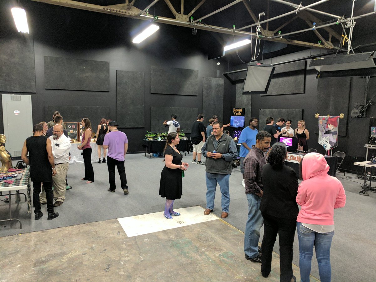 KingCrowStudios's tweet photo. We're demoing #Necroball at the #CyberpunkCasanova Futuristic Fashion Show! #InteractiveBR https://t.co/xlyreXzYoV