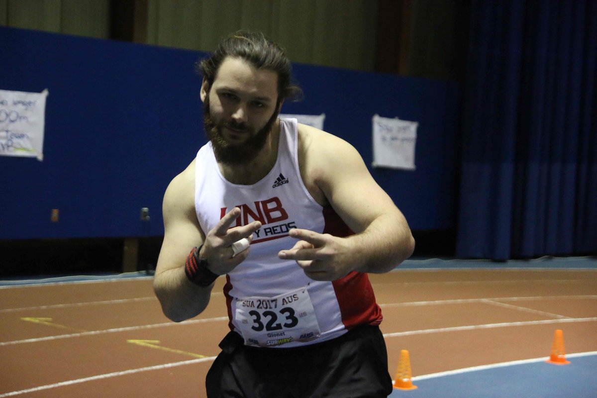 MT&amp;F: Think Jon Gionet is happy about qualifying for <a href="/USPORTSca/">U SPORTS</a> Championships? Nice work, Jon! You deserve to celebrate. <a href="/UNBTrack/">UNB CC & TF</a>  #IamVRed