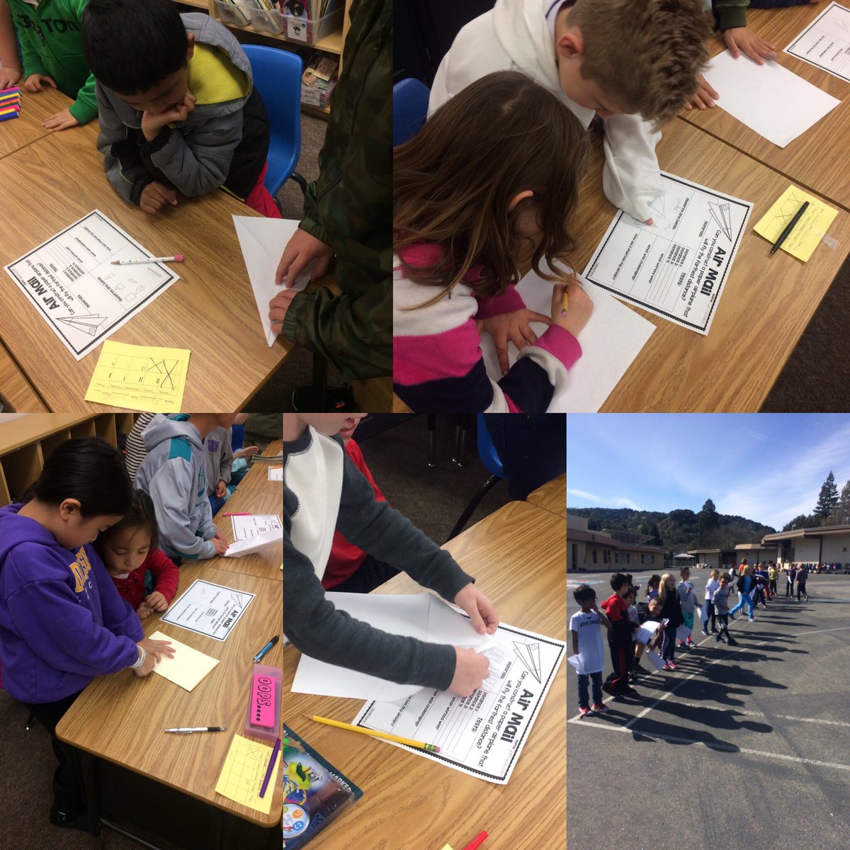 LindseyRearick's tweet photo. STEM activity with third and first grade buddies @LydiksenSchool . #paperairplanes https://t.co/pZDEWdJ652