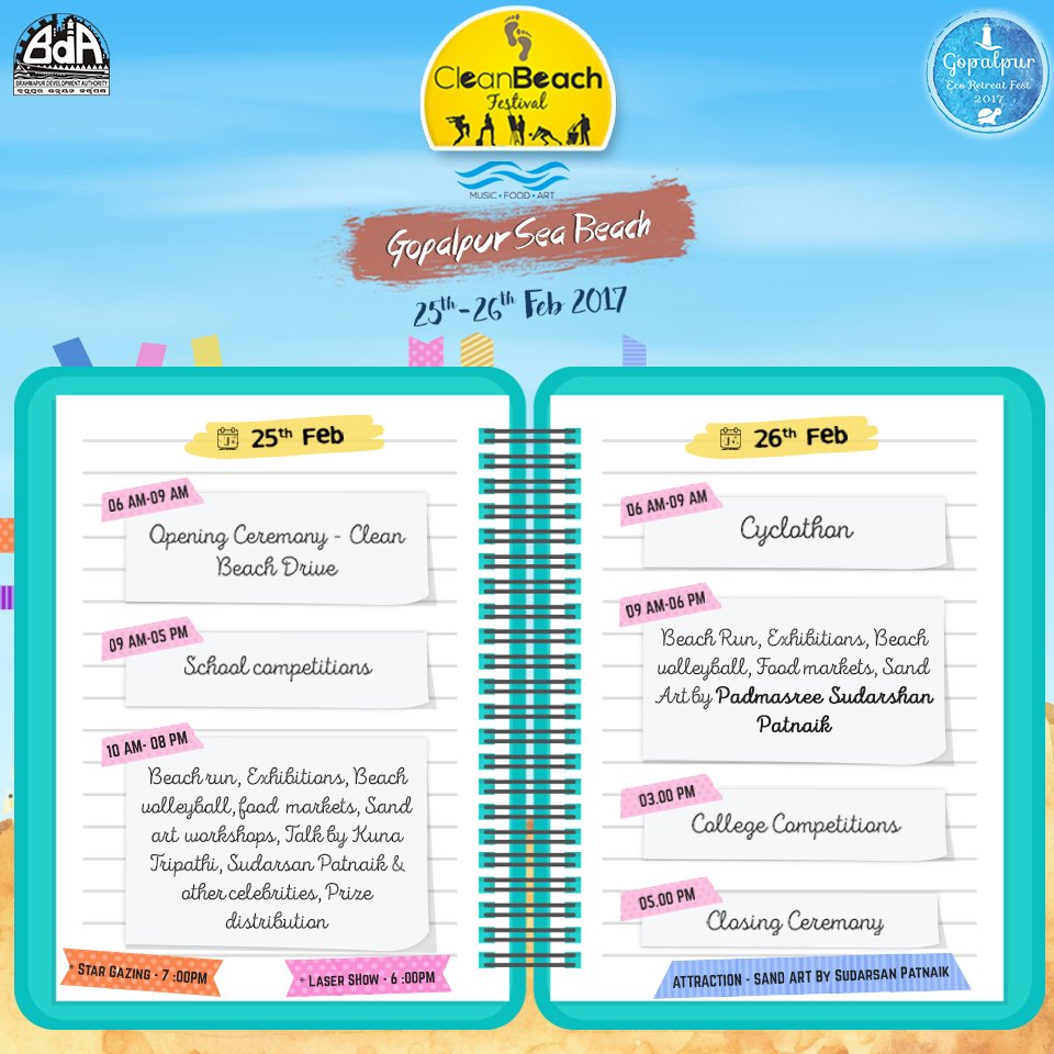 Cleanbeachfest's tweet image. The schedule is out, from Beach Cleaning, Star Gazing to Rock-bands find your time to be part this awesome festival .
#CleanBeachFest