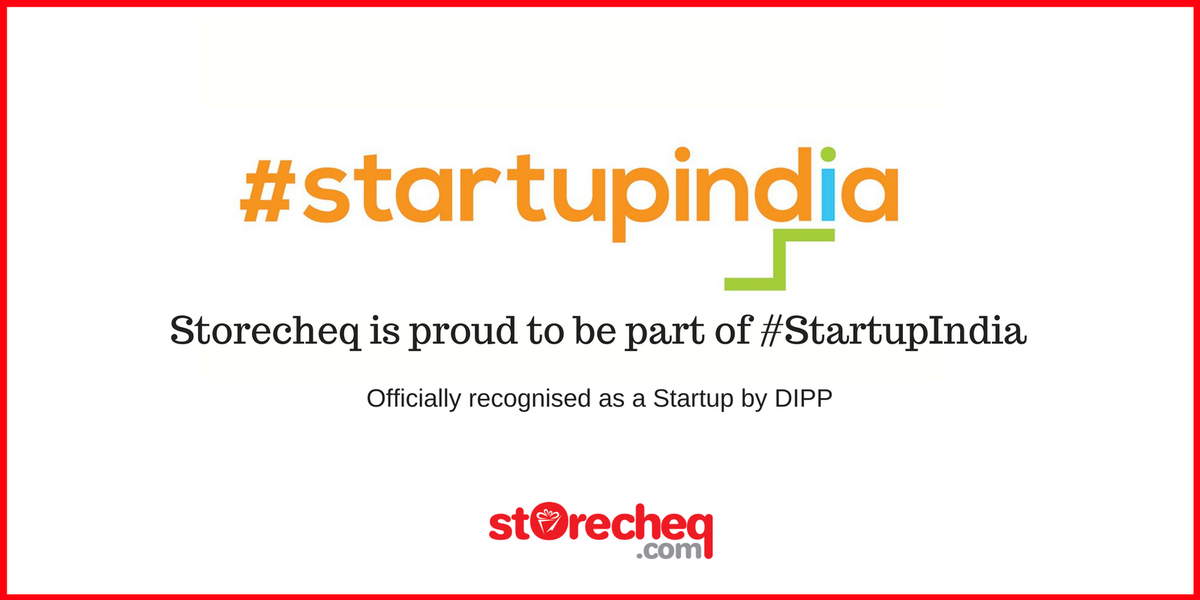 Storecheq's tweet photo. Happy to be officially recognised as part of the #StartUpIndia program by #DIPP.
#Storecheq #CurrencyofGifting #Startups #Entreprenuer https://t.co/rxEPEqQrjC