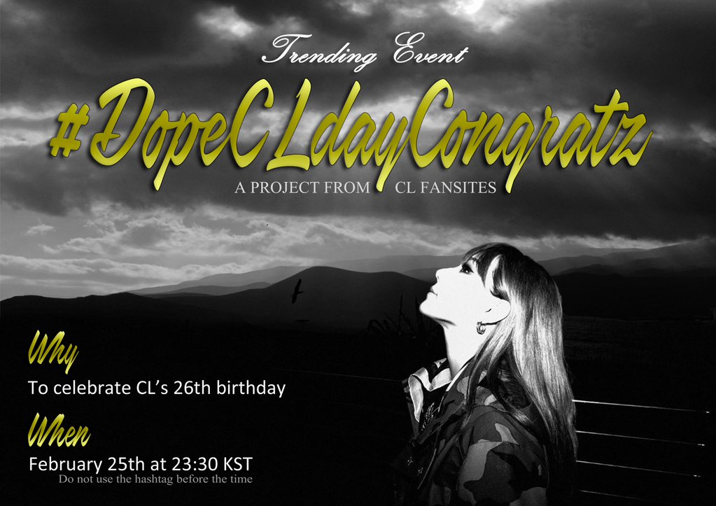 WeLoveChaerin's tweet photo. [🌟] GZBz around the world!! pls join us on trending #.DopeCLdayCongratz at 23:30 (11:30 PM) KST to celebrate our beloved CL's special day 🎉 https://t.co/EtmjHt70CT