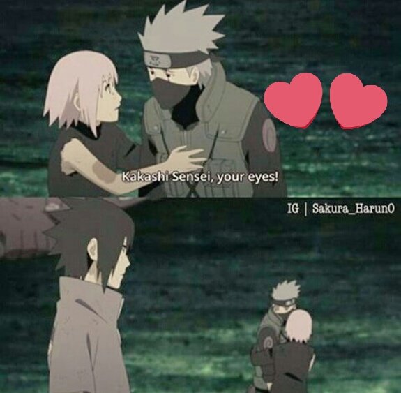 _Uchiha_Sakura's tweet photo. Kakashi-sensei :'v sus ojos! 
｢Hola, #invencibles,  Espero que tengan linda noche 7u7 okno xD」sasuke …está celoso ¿? https://t.co/1M1LrPubEA