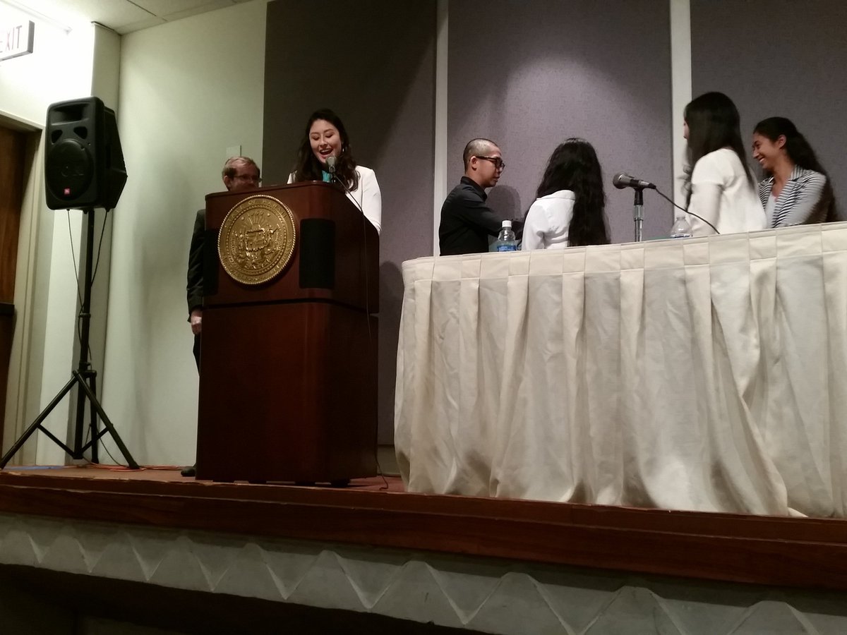 DebateHawaii's tweet photo. Adrian Chang distributes certificates of participation to the debators #capitoldebate https://t.co/gs1dN1nrlm