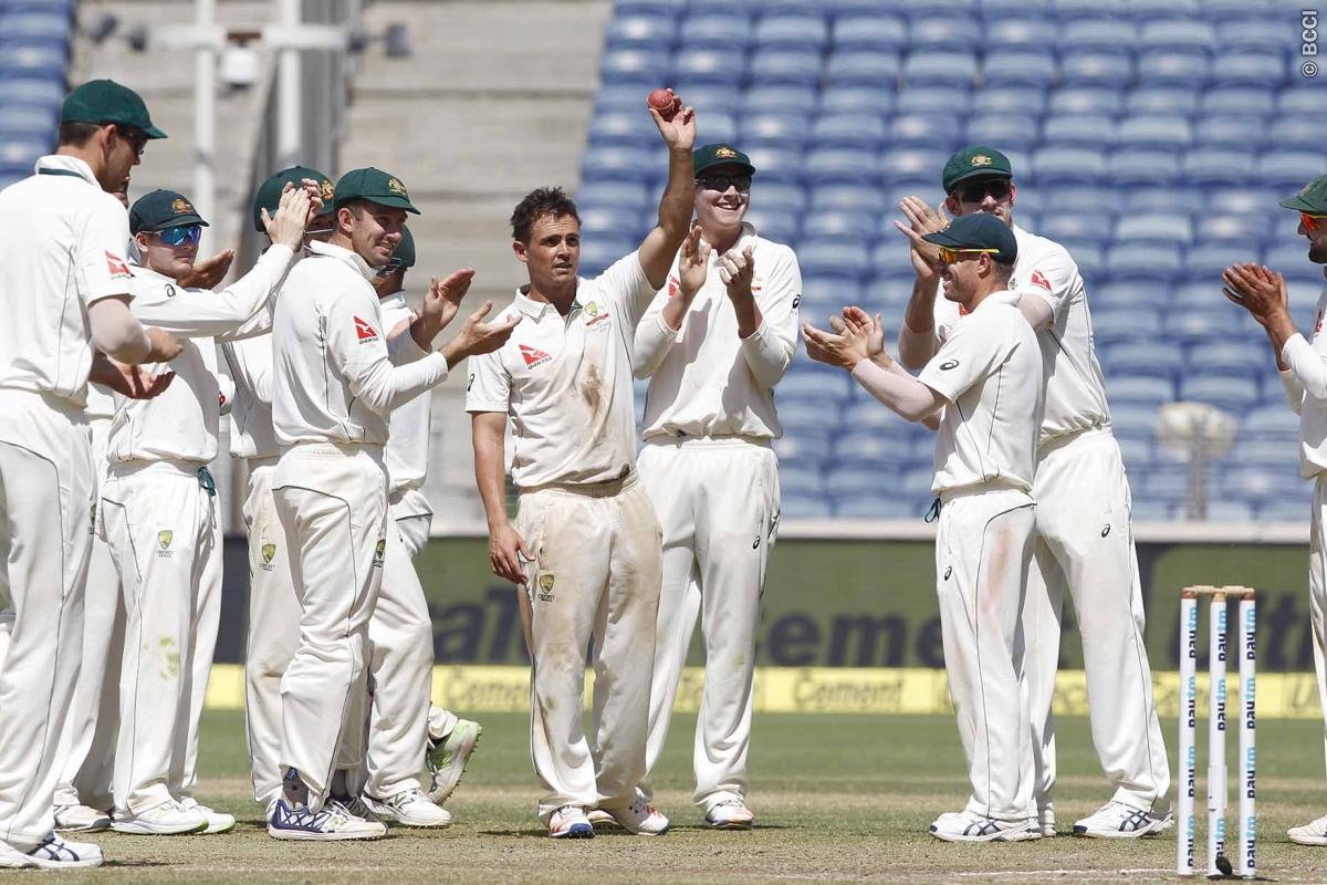 BCCI's tweet photo. Australia win the 1st @Paytm Test match by 333 runs, lead the 4-match Test series 1-0 #INDvAUS https://t.co/TU8hUWqjPK