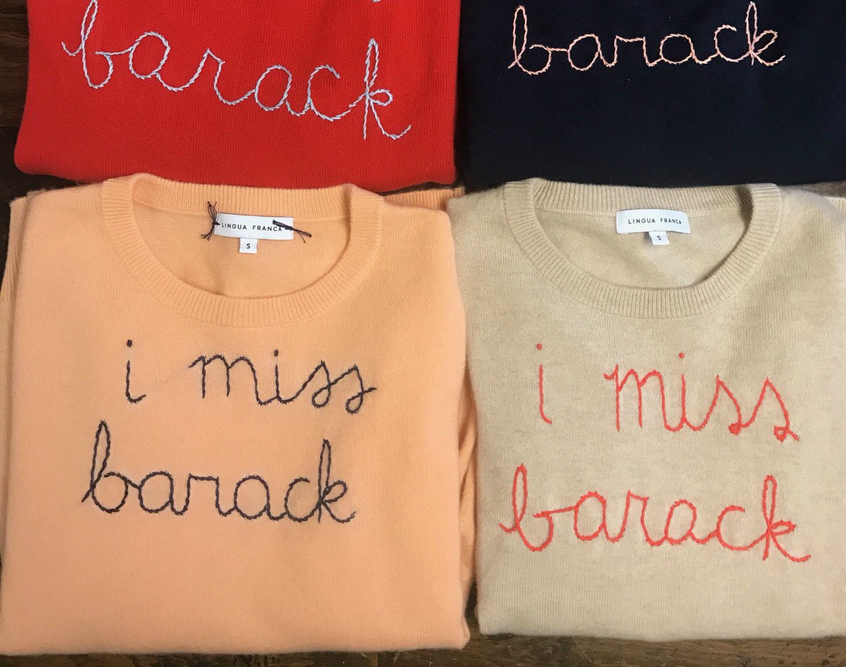 glamourmag's tweet photo. Miss Barack Obama? There's a sweater for that: https://t.co/19U4kiqb3s https://t.co/uojYsB1vxT