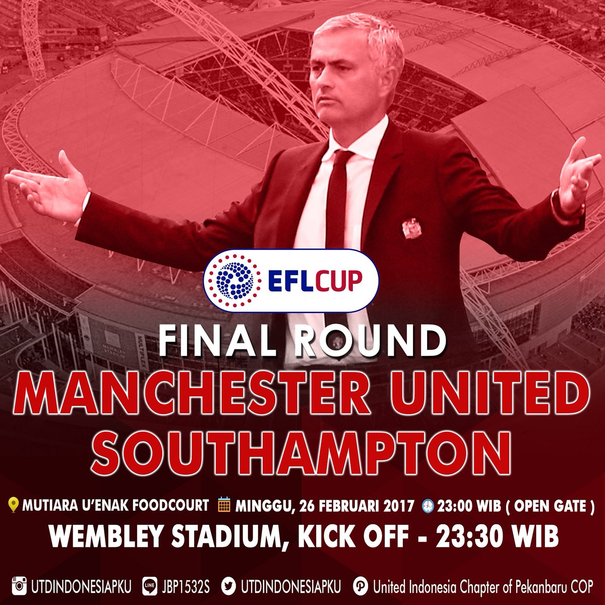 UtdIndonesiaPKU's tweet photo. Ingat...
Besok itu #UnitedDay #FinalDay #JuaraDay #EFLCupFinal.
Join Us!!
Htm 10 K (drink) 20K (Food &amp; Drink)
@infoPKU @PKUfootball https://t.co/YfbUgNq6gi