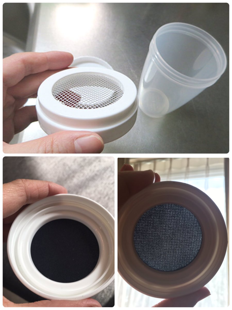 mana_goro's tweet image. レアな道具は作ってしまえ！ブラインやワムシは培養水の中から生体だけ濾しとって与えるが、道具がなかなか売ってない&amp;amp;高いので自作。100均で売ってたキッチン用品に細かいタイツ挟んでカップ切って終了！#アクアリウム #ブライン #ワムシ