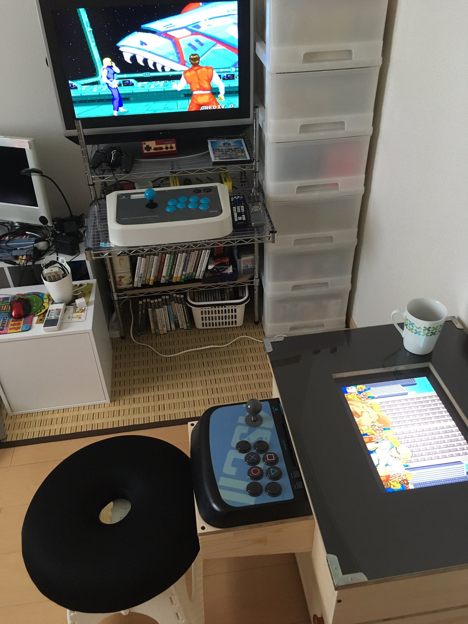 ひろすけ on Twitter &quot;ダライアス外伝とテーブル筐体でスト2ターボを稼働させてみた。 自宅がゲーセンみたいで楽しい！ ビューリッ