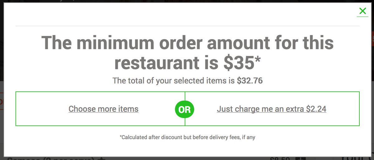 dez_blanchfield's tweet photo. Seriously @Menulog I brought this to your attendion over a year ago & you still haven't fixed it!? $40 spend beats $35 minimum.. #ShitCX https://t.co/Jdm59wlnlQ