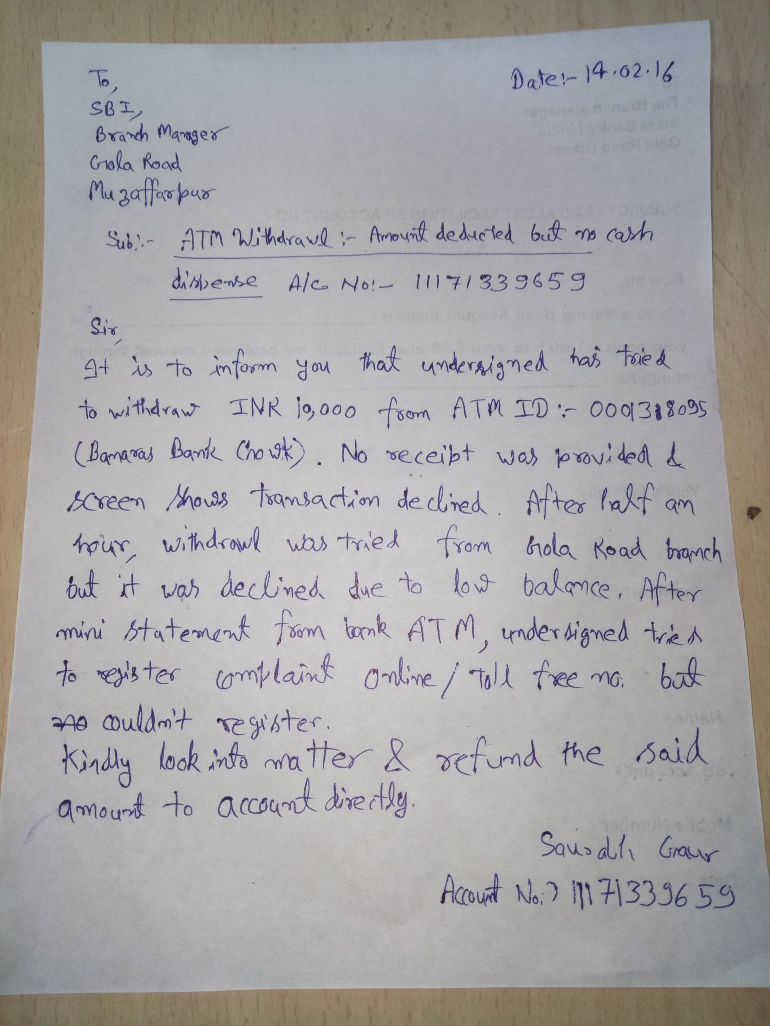 toshika-chand-on-twitter-theofficialsbi-lodged-a-complaint-vide