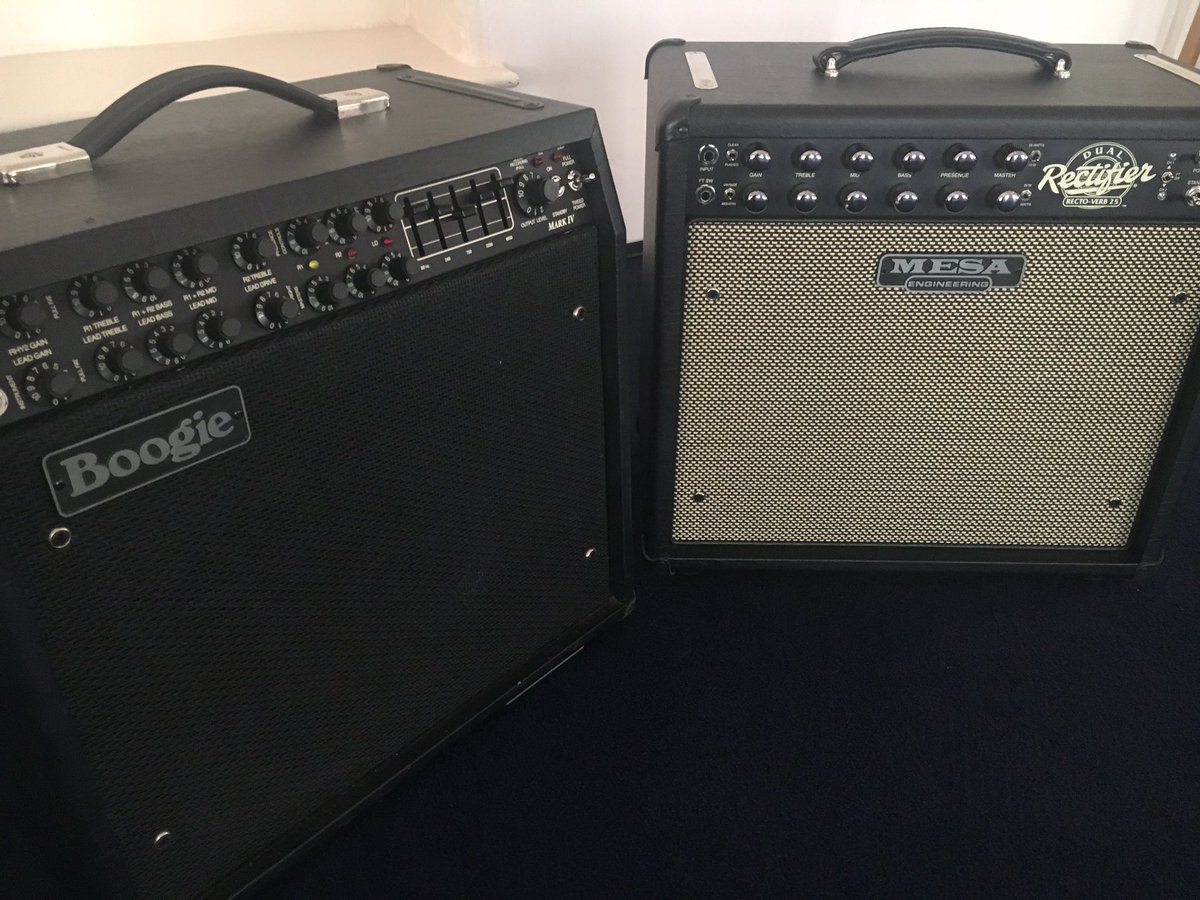 10aciousP's tweet image. New arrival means I have a real problem now. Which amp do I use for tonight's gig?? #mesa #markiv or #rectoverb #discuss @MesaBoogie