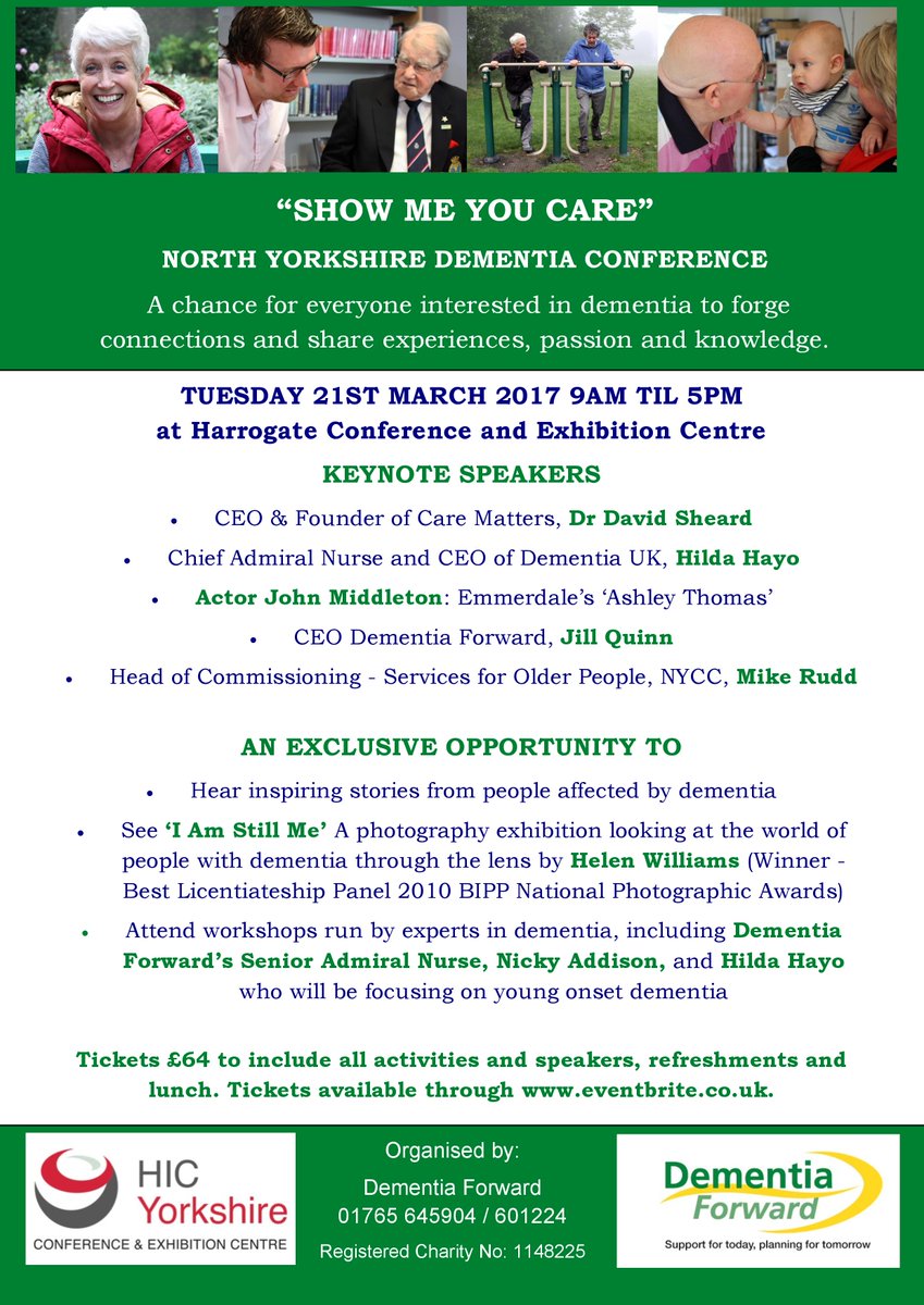 nylibraries's tweet image. “Show me you care” - #Dementia Conference for North Yorkshire, organised by @DementiaForward Tuesday 21 March! #savethedate