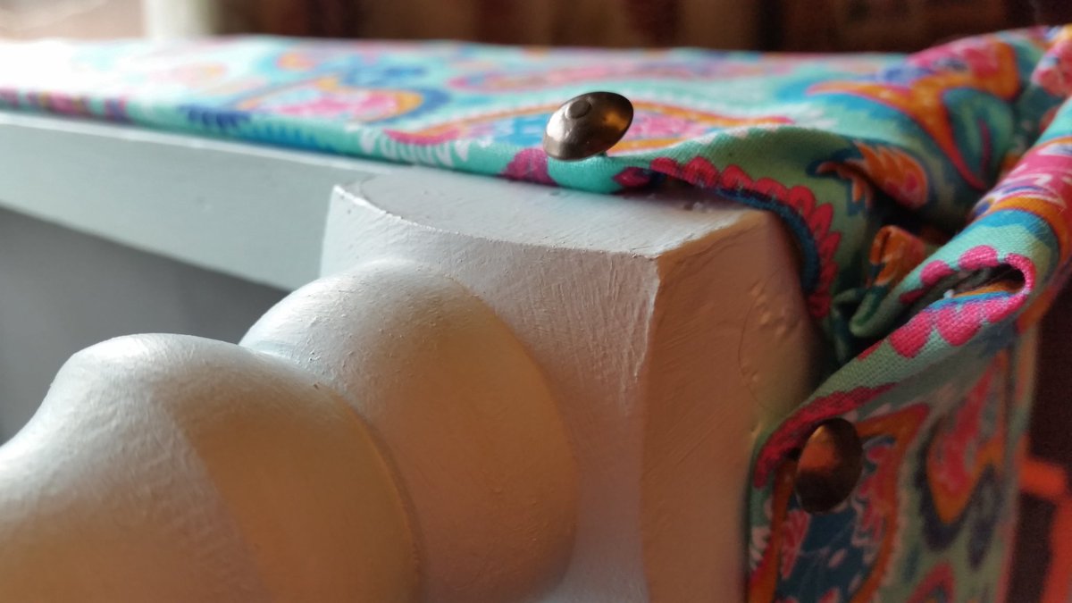 I love to bring new life to old furniture here is a footstool I am working on with a duck egg finish and striking fabric #Cotswolds #Glosbiz