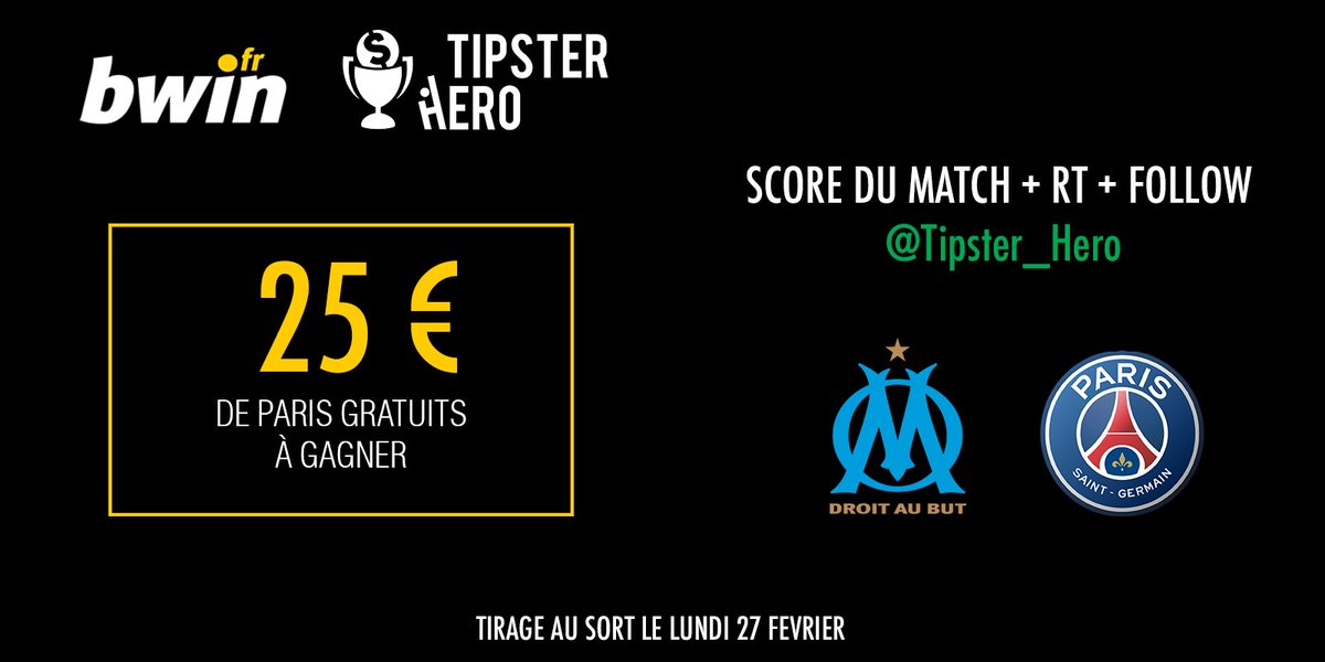 conseilprono_fr's tweet image. 🍀CONCOURS🍀

SCORE DE OM - PSG + RT + FOLLOW @Tipster_Hero 

100 € CASH BWIN =&amp;gt; buff.ly/2lGt7KT

MOIS offert SUR TH  =&amp;gt; MP 

#OMPSG