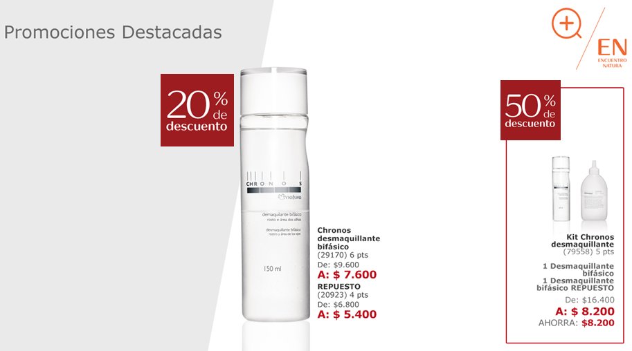 AmazonasNatura's tweet photo. Un camino para dar a conocer la línea Chronos a tus clientes es a través del desmaquillante bifásico. Mira la promo https://t.co/aj3oa6IMwL