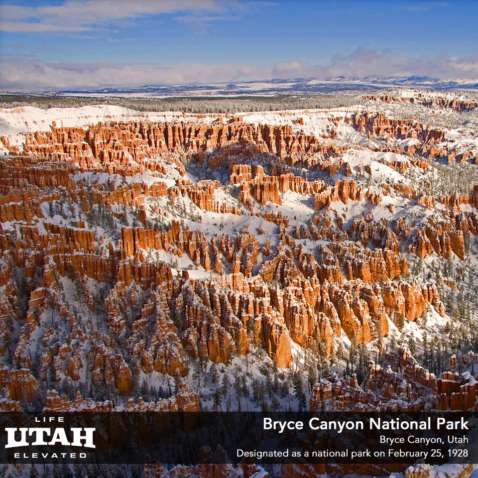 VisitUtah's tweet photo. Today marks 89 years since the designation of @BryceCanyonNPS. Celebrate by visiting the park's unique formations: https://t.co/UFvrmn8lht https://t.co/xbVHsYbPDE