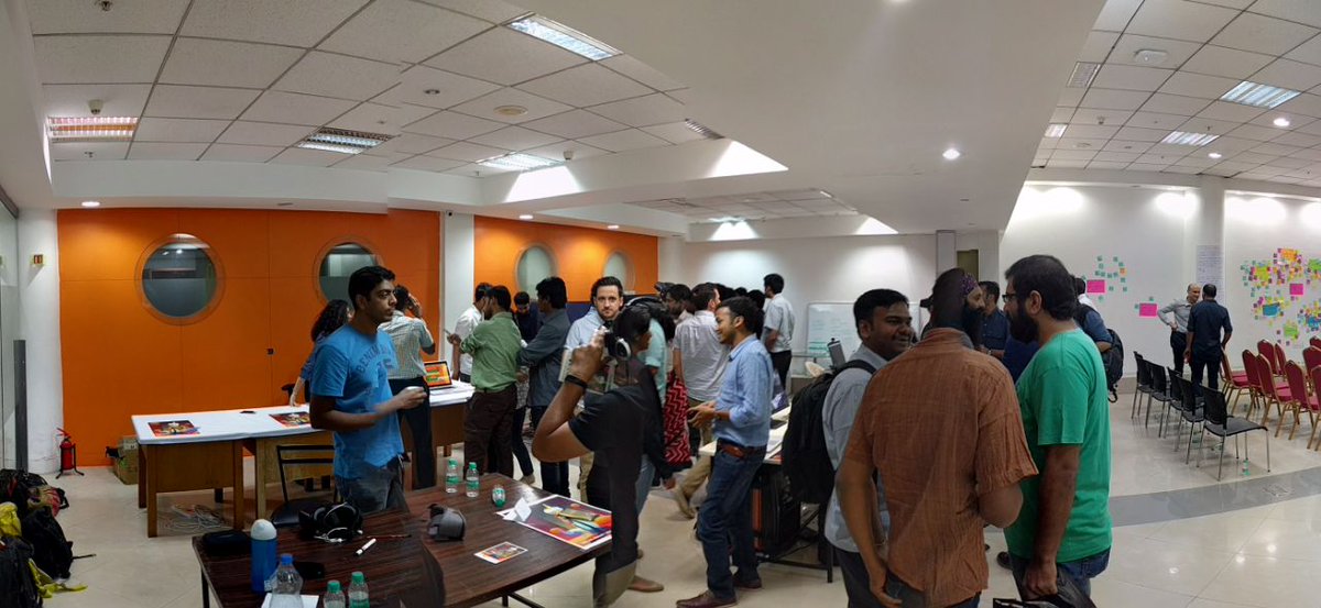 theindiagdc's tweet photo. #Demos on in full swing! At #VRGuildIndia, in #Bengaluru, with @unboxfestival & @helloQS #VirtualReality #VR https://t.co/WQecYM6kmA