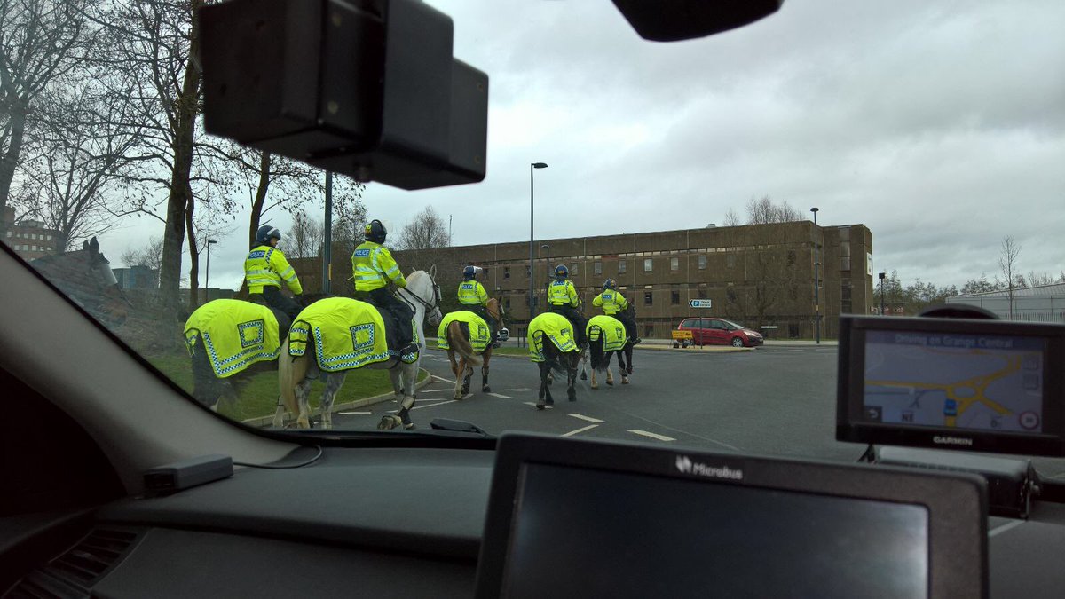 OPUWarks's tweet photo. Some of @OPUWarks are working in Telford at Demonstration on mutual aid today. TVP POLICE Are here with their Horses.CM https://t.co/DkZ2gl2YfY