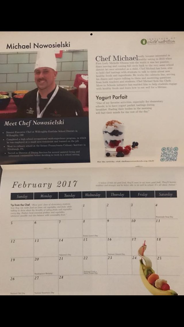 ChefMikeSCS's tweet image. So proud to be featured in the Institute of Child Nutrition 2016-2017 Chefs Move to Schools calendar as February 2017 featured chef. 👨🏻‍🍳