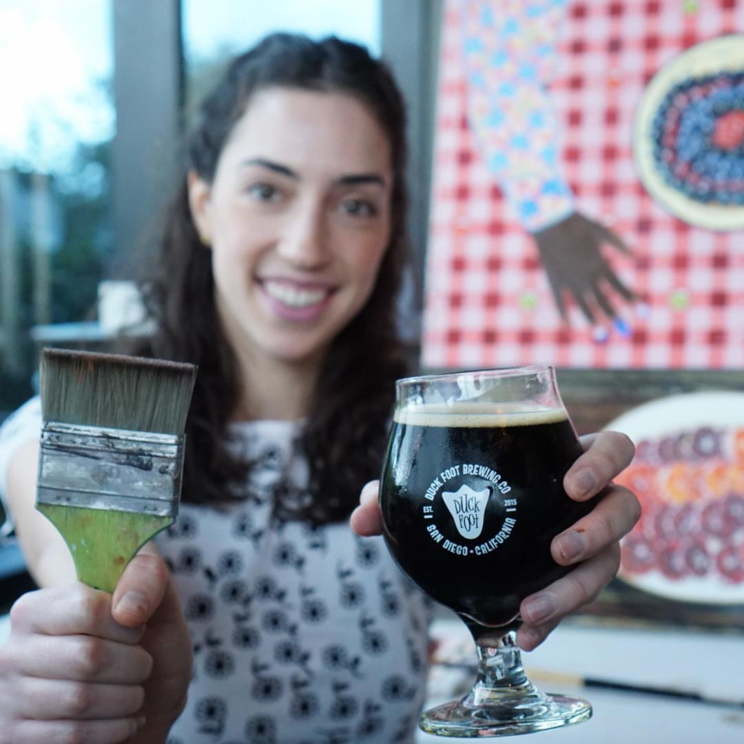 DuckFootBeer's tweet photo. Isabelle is working on creating some new masterpieces inspired by our beer during her Artist Residency this month! #goduckurself #sdbeer https://t.co/SQdBRc1QkI