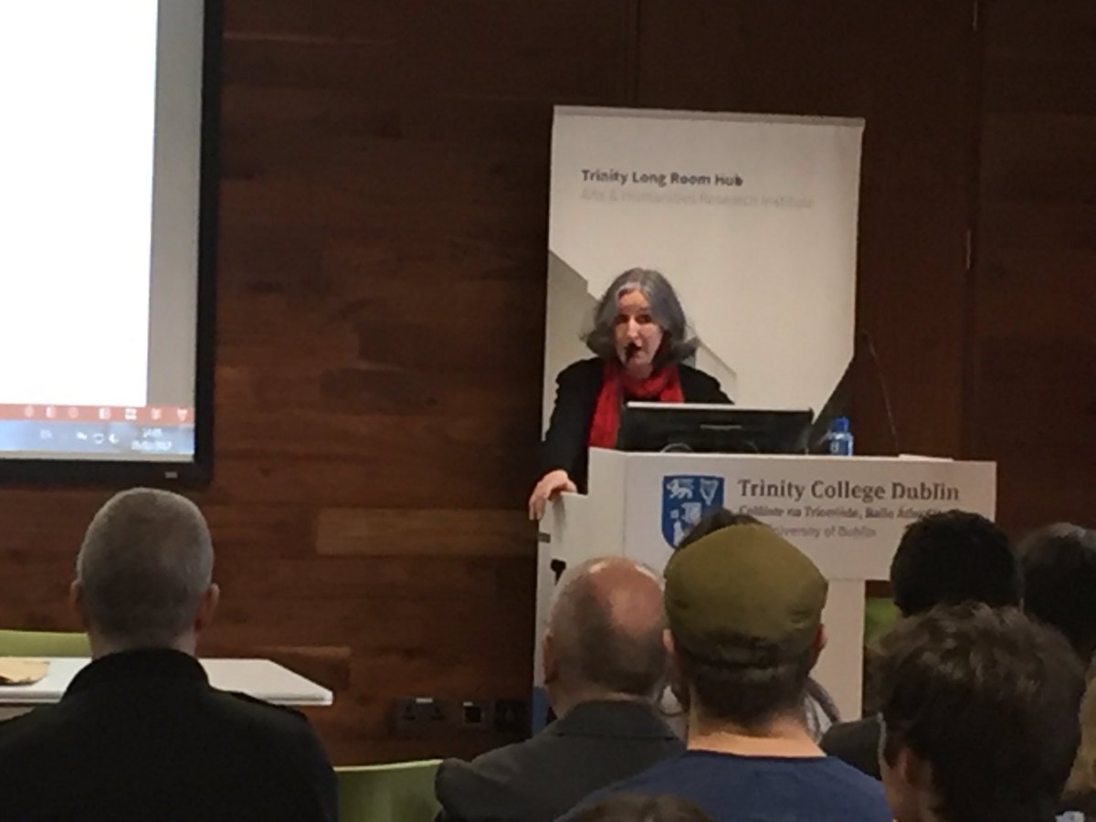 IHSA1950's tweet photo. Catriona Crowe of @NARIreland delivering the keynote address @ihsa2017 @SarahAnneBuckle @CumannStaire @LouiseCollins1 #TCD @IrishResearch https://t.co/gbwmRafTHq