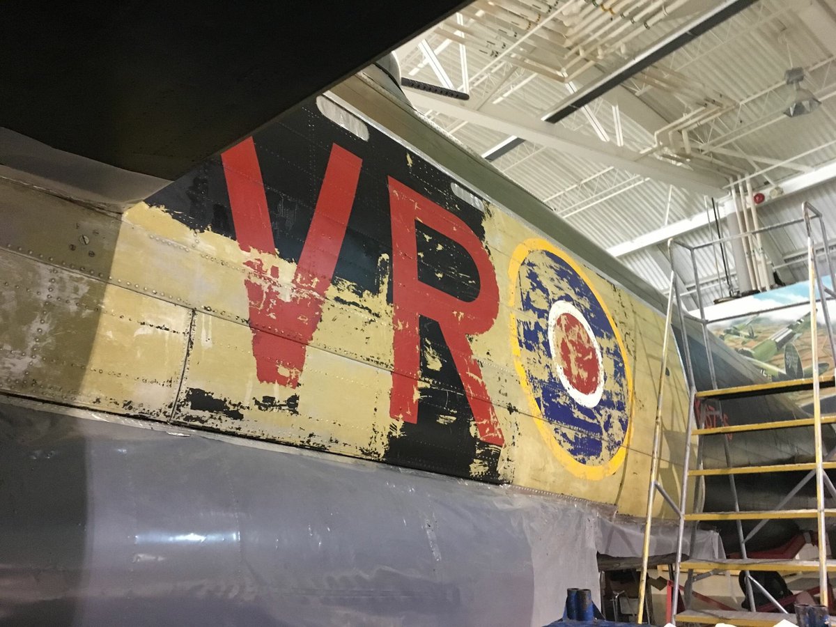 Every year we change the markings on one side of VR-A to represent another Lanc. We're stripping the paint now to use decals this year.