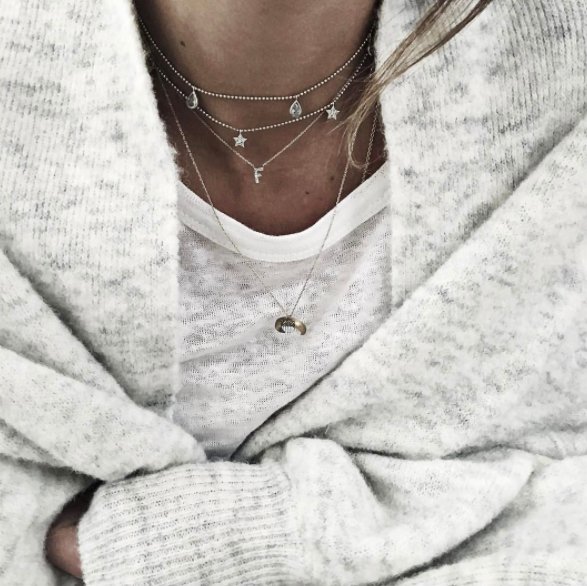 Comme #AudreyLombard portez un collier délicat en or et diamants avec la lettre de votre cher et tendre... #Covet buff.ly/2ldKQt2