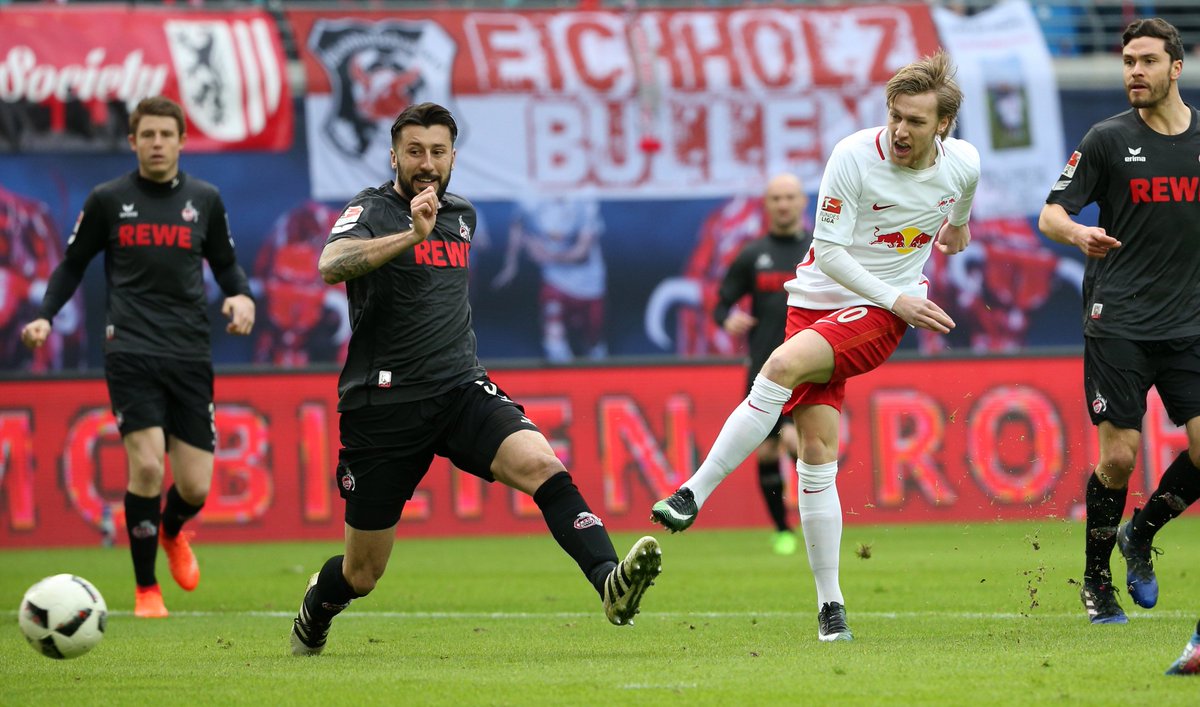Bullenblog live: Hochverdientes 1:0 für #RBL nach 30 Minuten durch das Tor von #Forsberg gegen defensivschwache Kölner #RBLKOE