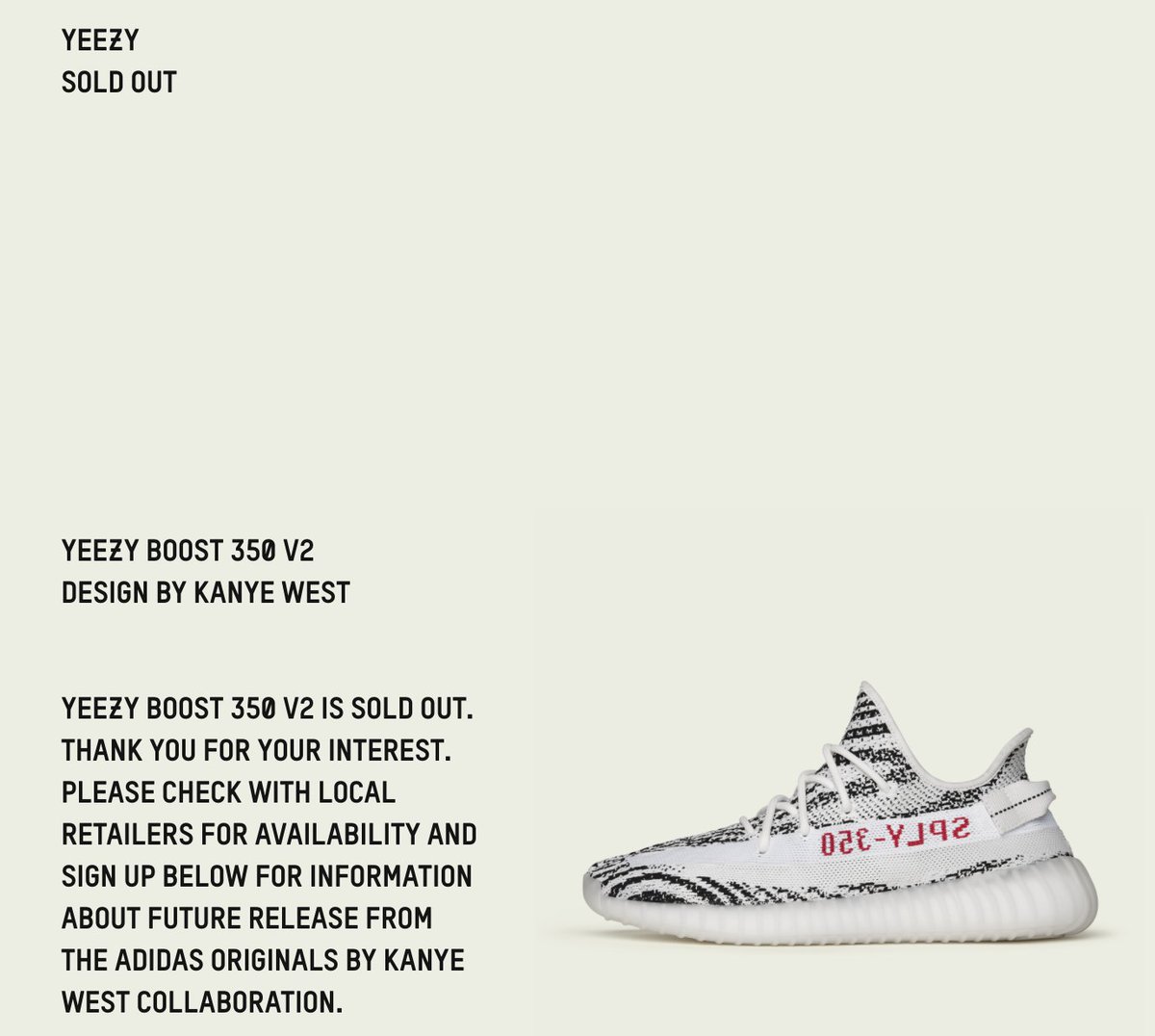 yeezys sold out