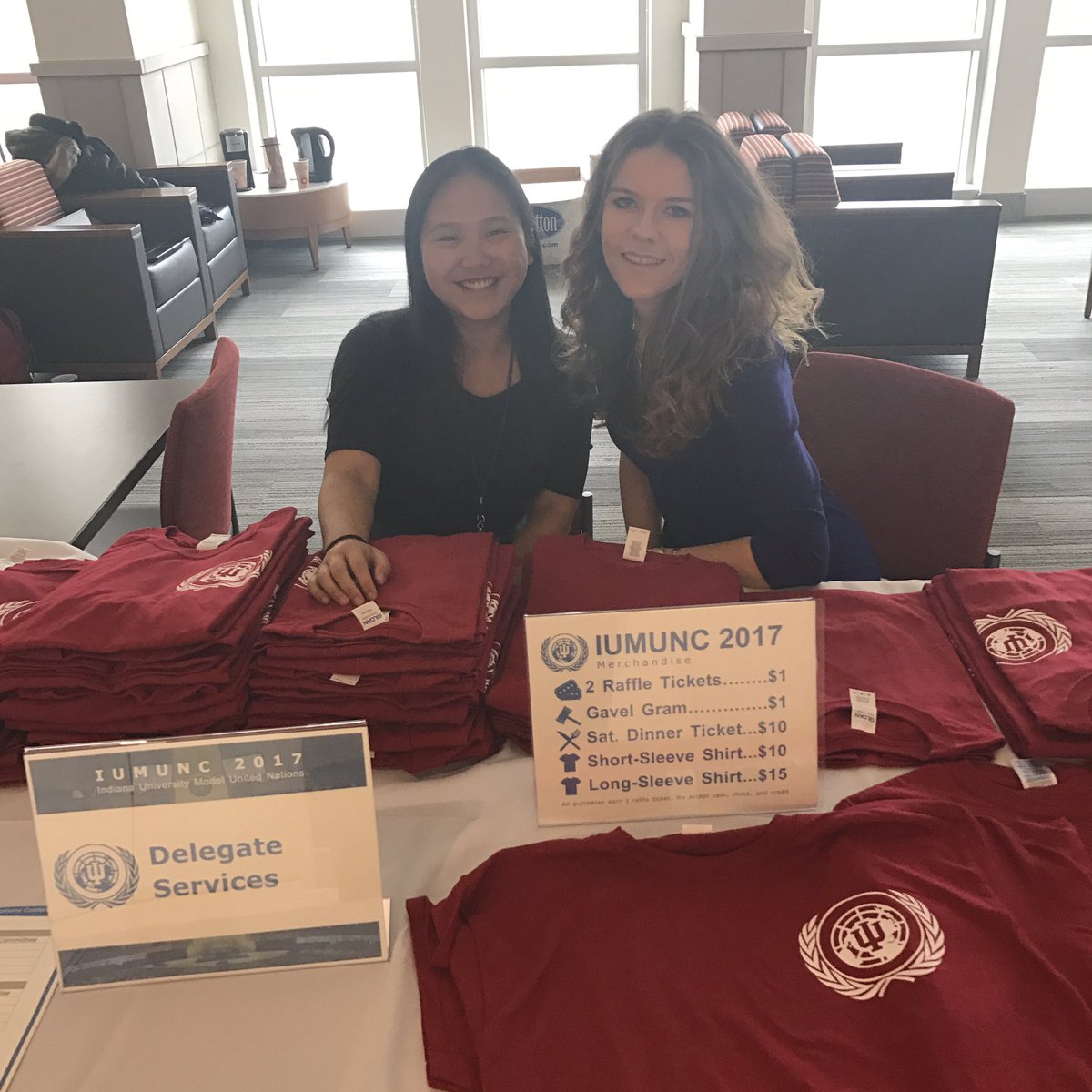 indianaMUNCviii's tweet photo. Day two of #IUMUNC17 is under way! Come by Delegate Services to buy gavel grams, shirts, and a ticket to our international dinner tonight! https://t.co/frVsnHpRIV