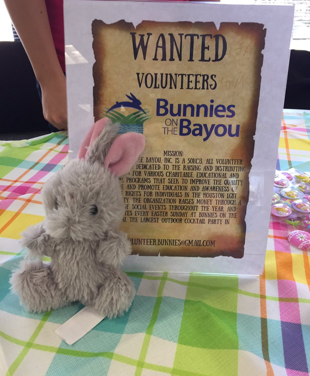 botb_inc's tweet photo. Come up to @PrideHouston to the LGBT Volunteer Fair and learn how to be a Bunny. https://t.co/DxTchmKxsI
