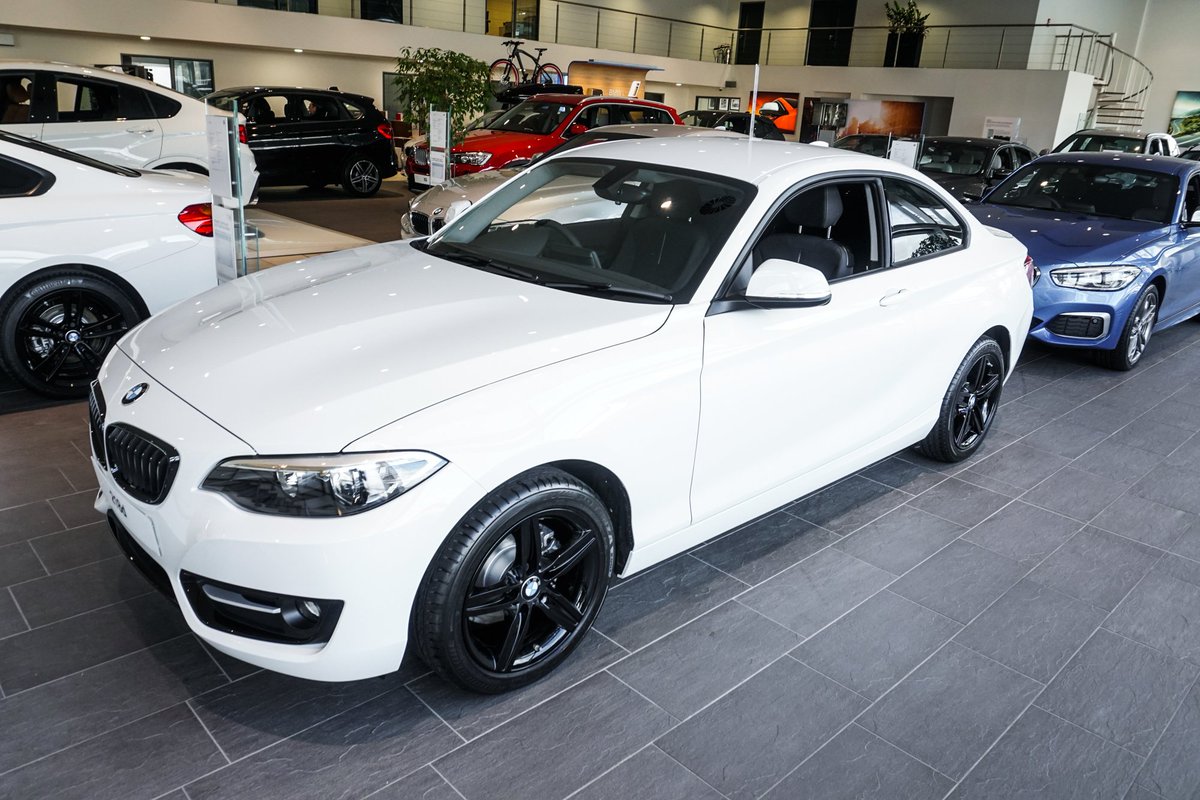 BMW Trainer Edition 420d &amp; 218d. Arctic white finished with black alloy wheels, grilles and privacy glass. Available from £399 &amp; £349pcm*