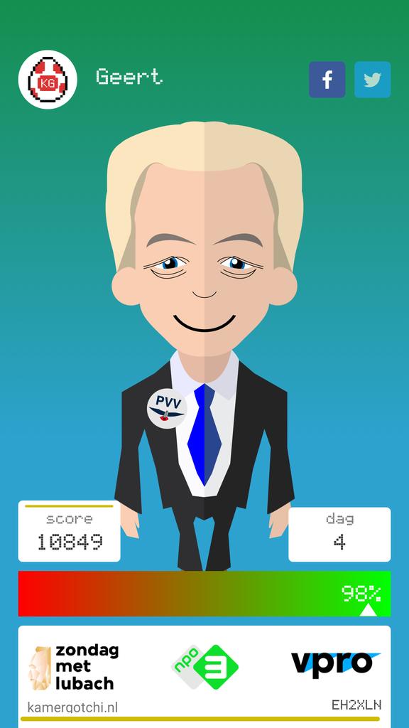 libalon's tweet image. Ik speel Kamergotchi en ik moet voor Geert zorgen. #zml kamergotchi.nl