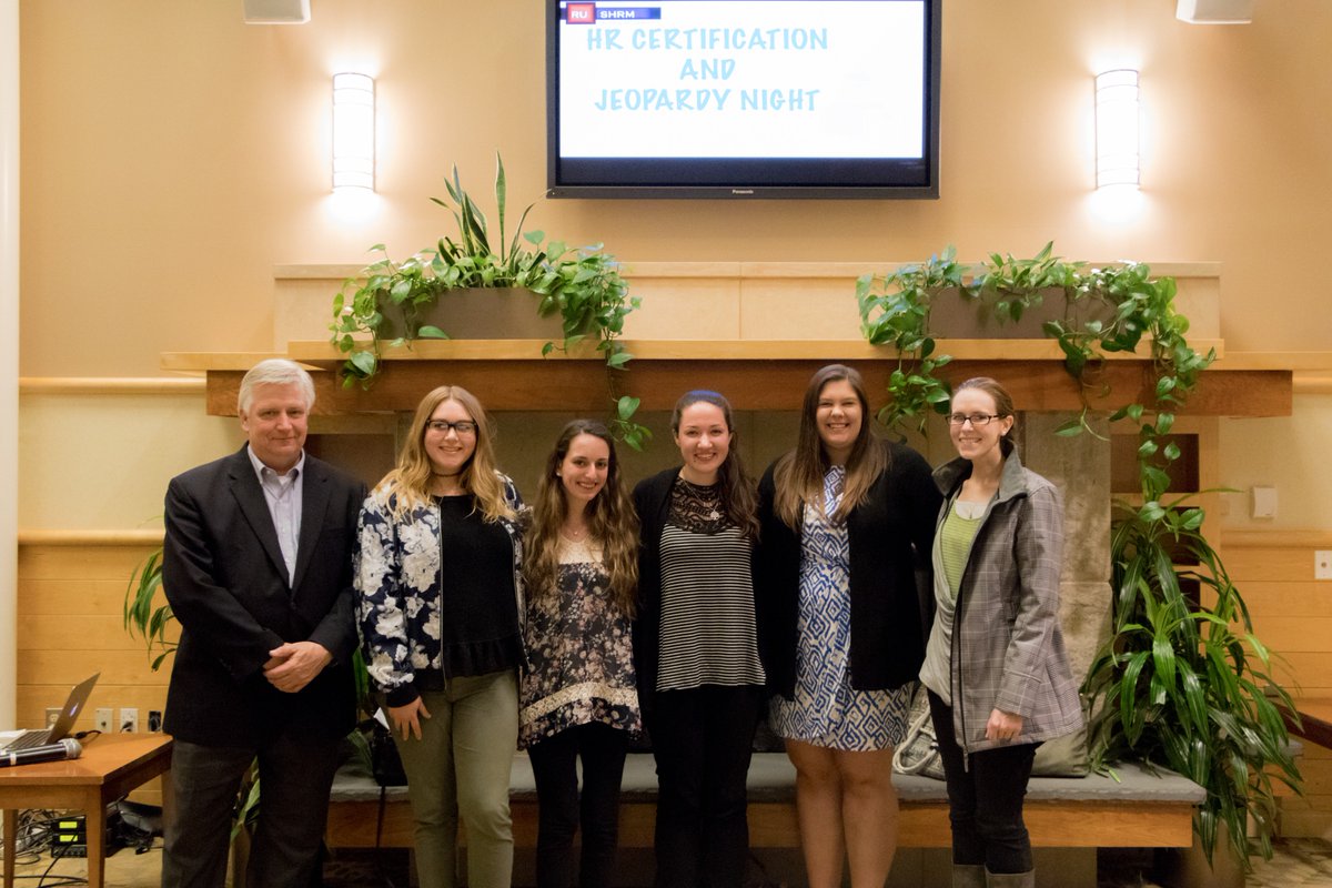 RU_SHRM's tweet photo. @RU_SMLR students & professors participated in #HR jeopardy night in total of 4 teams. Team 3 became the winners. #RUSHRM #funfriday https://t.co/m19UWtbYAT