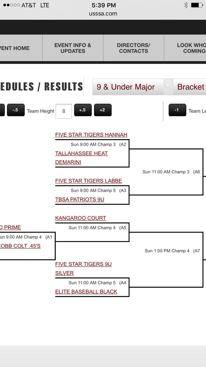 9u Elite Baseball A2K Sunday schedule. Wearing gold and black.