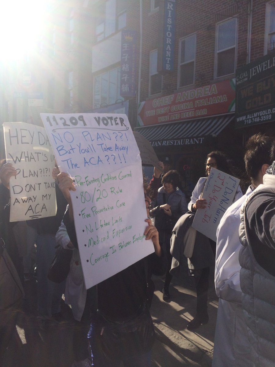 brooklynkitten's tweet photo. Outside @RepDanDonovan's Brooklyn office with #HealthProfessionalsProtest to protect our health care! #DontMakeAmericaSickAgain https://t.co/hsE6aW6CYI