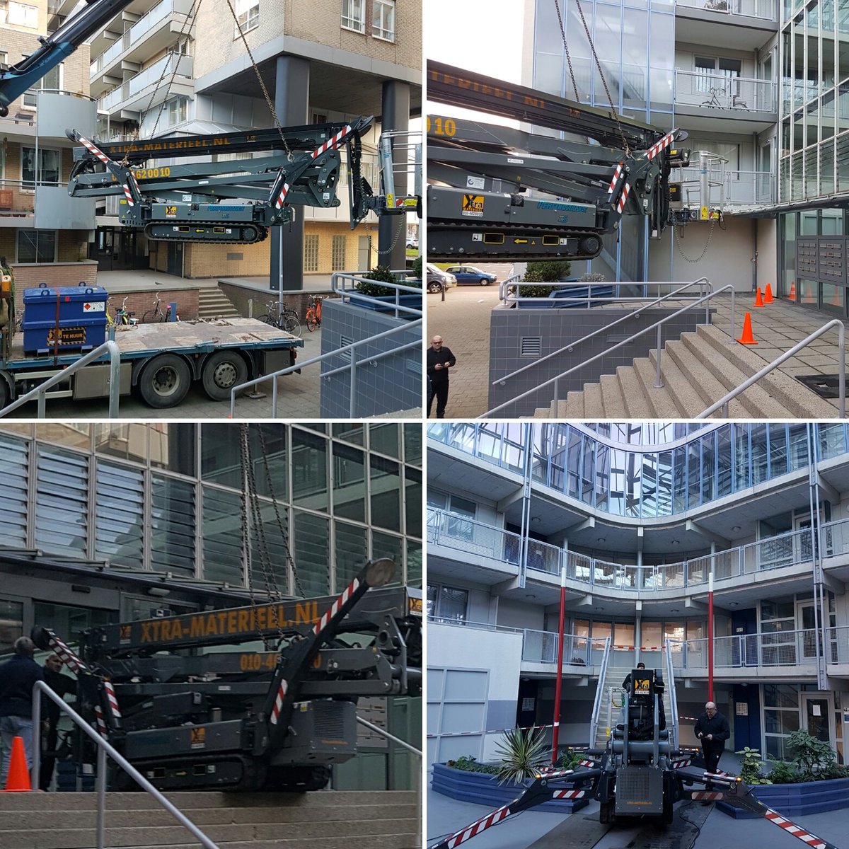 Kan niet, bestaat niet! Geen normale toegang? Deur maar 1 meter breed en toch 26 meter hoog moeten? Geen probleem voor Xtra materieel!