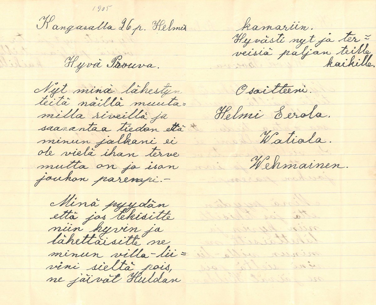 tyrvaanmanta's tweet photo. 26.2.1905: Onneksi Helmi Eerolan jalka on jo parempi. #tyrväänmanta #sastamala #vehmainen #vatiala #historia #kansanparantaja https://t.co/qyJZcZ00SF