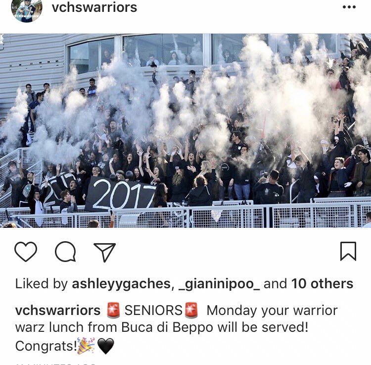 vchsbluecrew's tweet photo. 🎉Seniors🎉 Monday your warrior warz lunch from Buca di Beppo will be served Monday! Congrats again!💯💯💯💯💯💯💯💯💯💯💯 https://t.co/XqLFNMmSXs