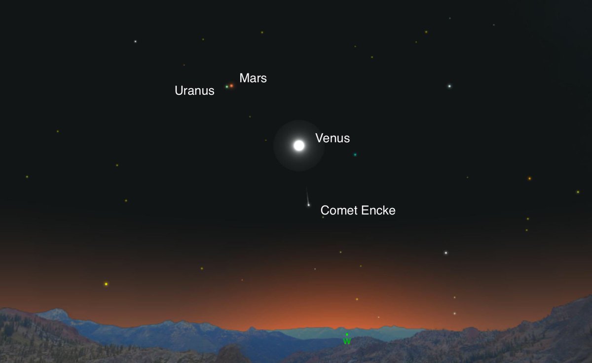 mark_tarello's tweet photo. PASS IT ON: Planets Uranus, Mars, &amp; Venus will appear in the southwest sky after sunset Sunday. #Space https://t.co/rI9ZHThRhd