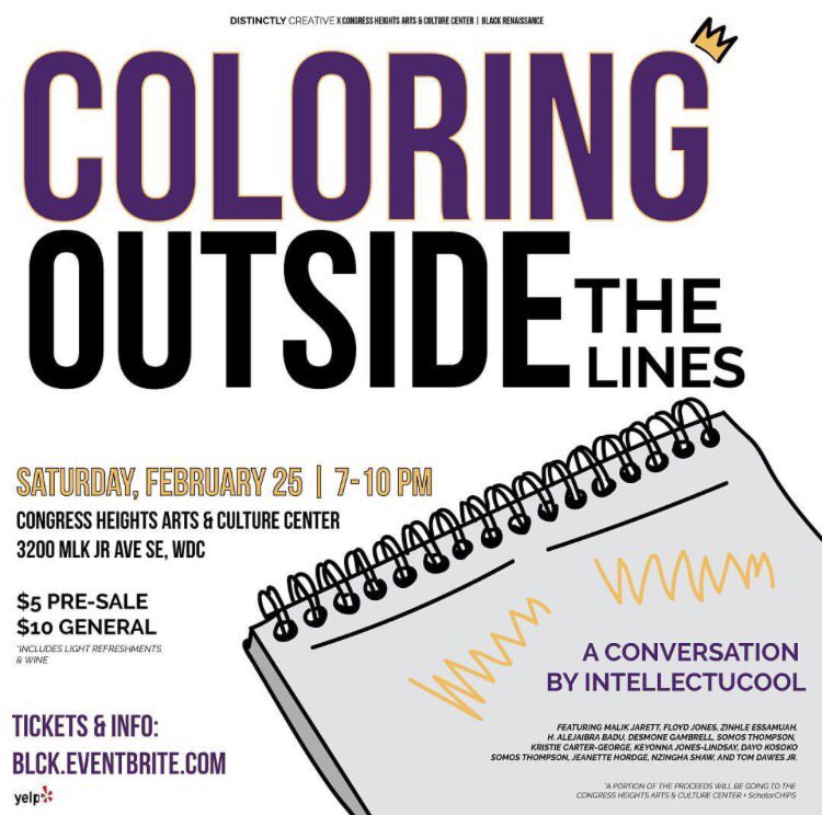 ChocolateRedux's tweet photo. Make sure you head to "Coloring Outside The Lines" tonight! Hosted by @DistinctlyDC @ Congress Heights Arts Center!! https://t.co/JaEE8fagGc