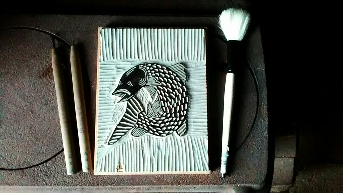 LytlBrd's tweet photo. Carved this little trout today. #printmaking #linocut #trout https://t.co/sEfOIFJaAc